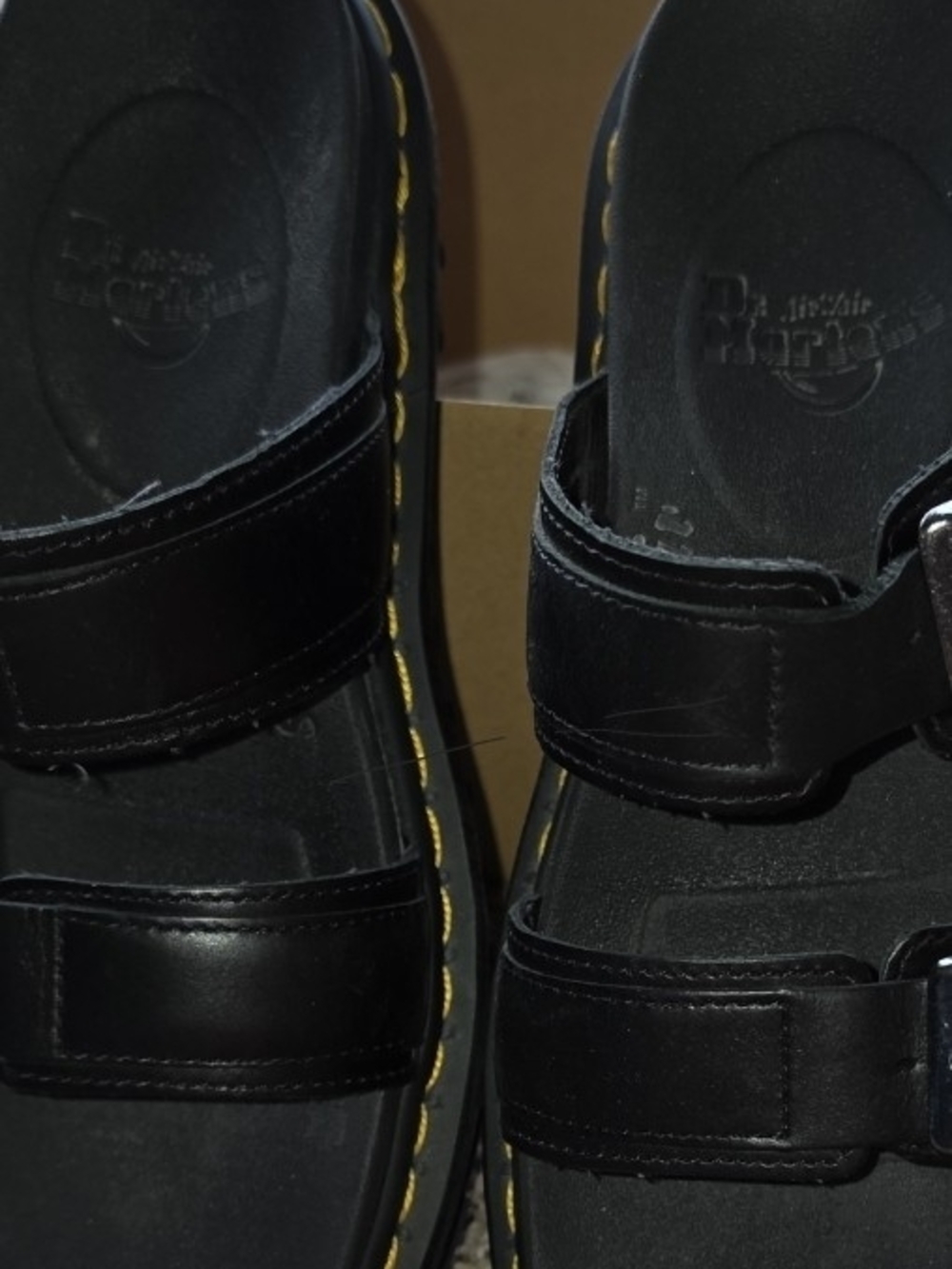 Dr. Martens Black Myles  Slide Sandals - Smooth Strap with Buckle - Picture 4 of 5